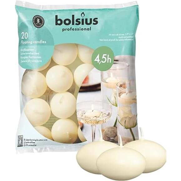 Unscented Floating Candles - Pure Rich Creamy Ivory, 20 Set - Smokeless - Picture 8 of 8